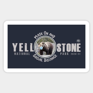 Yellowstone Grizzly Bear Mask On & Social Distance - dark Sticker